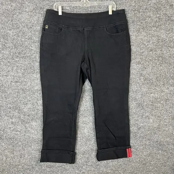 Belle by Kim Gravel Flexibelle Game Day Cuffed Jeans Black Womens Size 16P - Picture 2 of 12